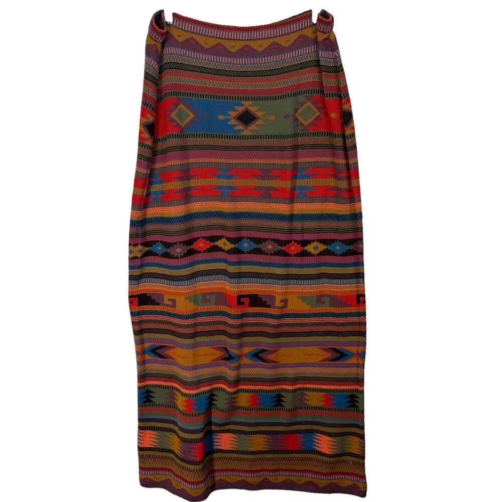 Peruvian Connection Pencil Maxi Skirt Womens L Multicolor Southwestern Aztec
